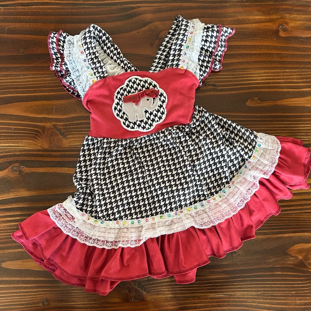 Alabama Crimson Tide Houndstooth Handcrafted Toddler Boutique Dress 2T